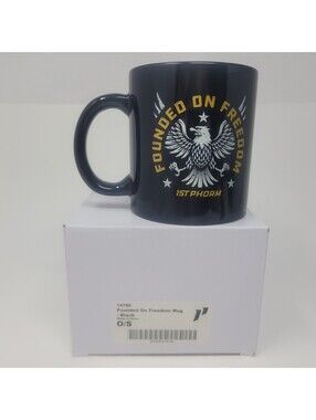1st Phorm Founded On Freedom Coffee Mug Cup Black Ceramic Eagle Logo Gym Fitness